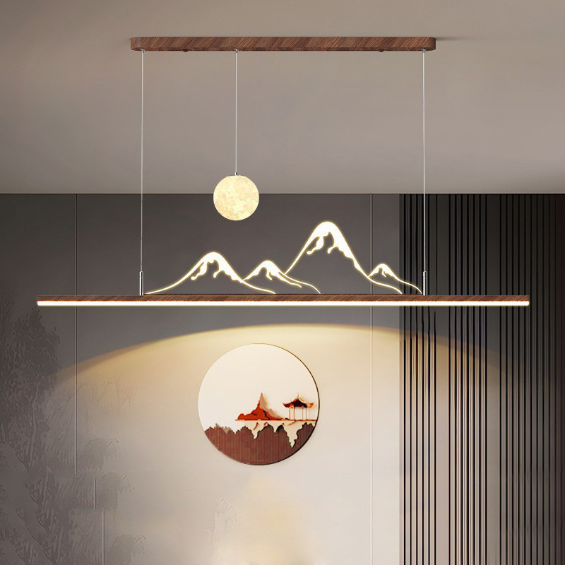 胡桃木色中古风餐厅吊灯